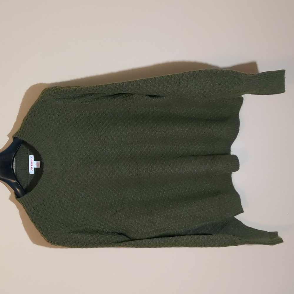 Joe Fresh| NWT Olive Green Knit Patterned Crew Neck Sweater